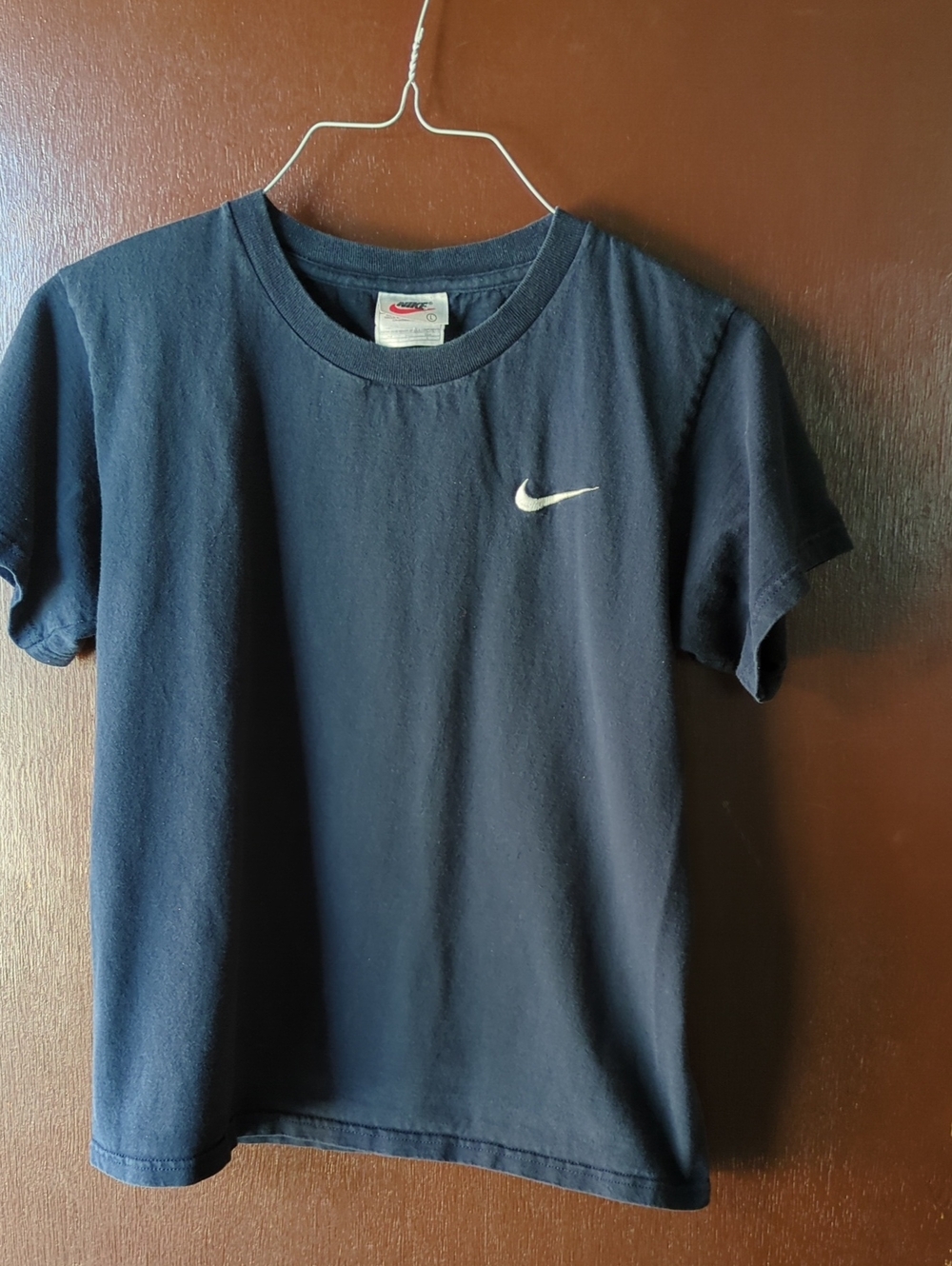 5 for $20. Nike Dark Blue Short Sleeve Tee with White Swoosh Size L